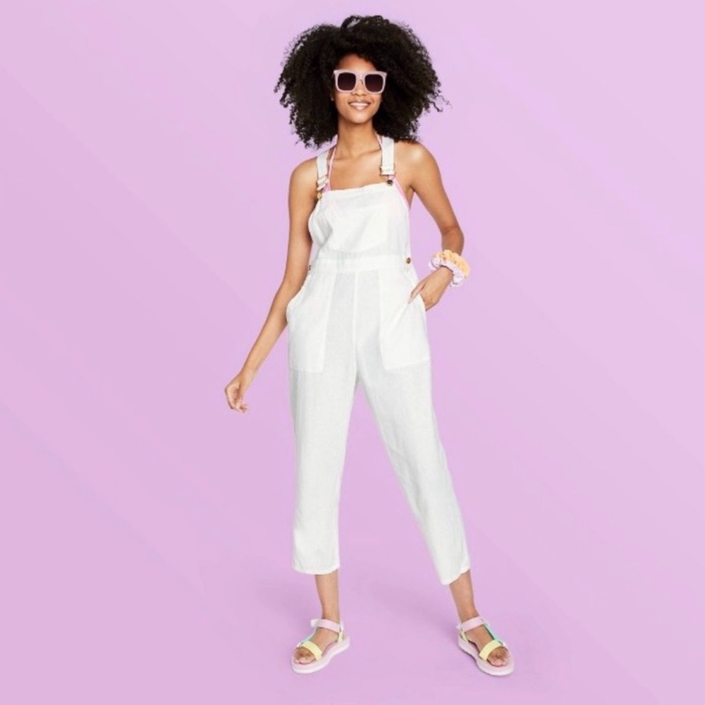 Stoney Clover Lane X Target Women's White Linen Blend Overalls Size Small NWT